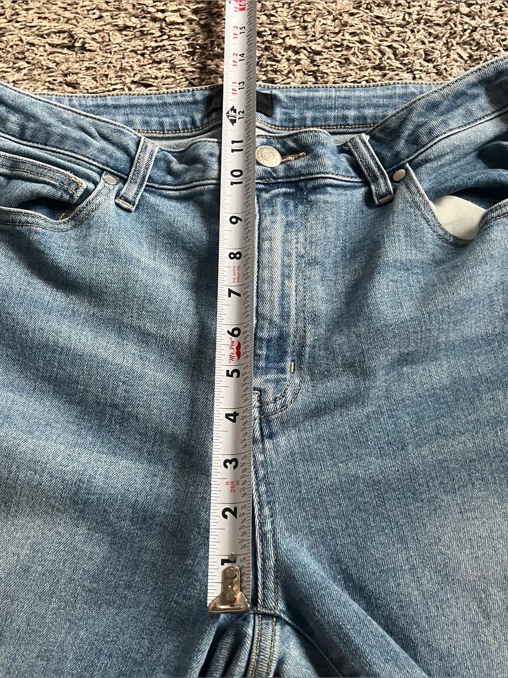 Quince Stretch High Rise Straight Leg Jeans Light Wash Comfort Cropped Size 31 - Picture 5 of 9